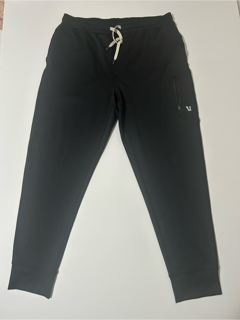 Vuori Men's Large Black Performance Joggers Drawstring Athletic Track Pants Zip